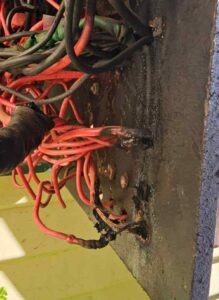 burining wires in a tamworth home switchboard causing the breaker to trip uncovered during fault finding 