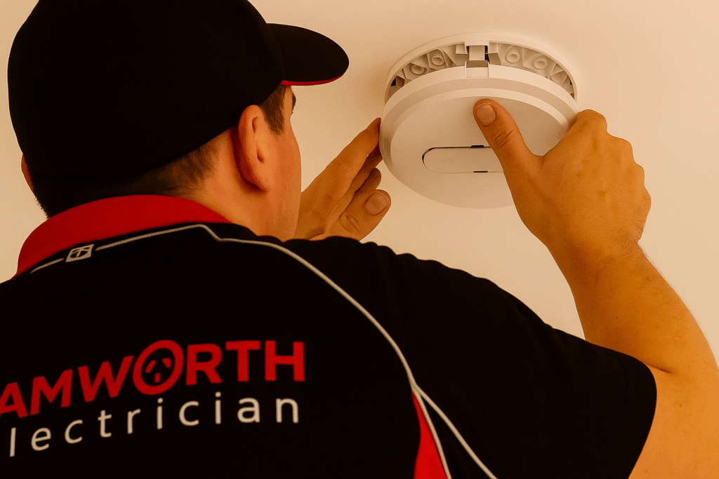 tamworth electrician conducting a smoke detector installation in a tamworth home